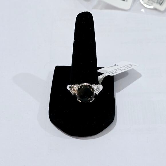 Sterling Silver Square Cut Smokey Quartz Solitaire Ring Size 10 NWT - Picture 2 of 5